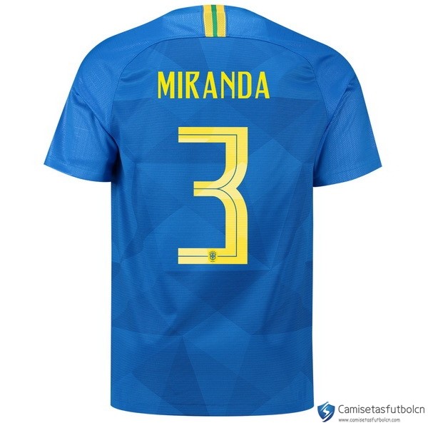 Camiseta Seleccion Brasil Segunda equipo Miranda 2018 Azul